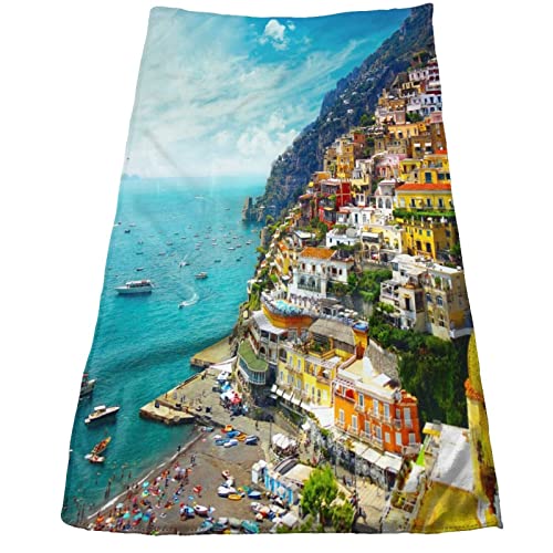 Handtuch 12 x 27,5 Zoll Blue Coast Positano Amalfi Italien Handtücher schnell trocknende Handtücher Spa-Handtücher von AOOEDM