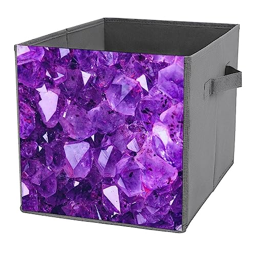 Natürlicher Amethyst, zusammenklappbarer Stoff-Aufbewahrungswürfel-Organizer mit Griffen, hellviolette Aufbewahrungsbox/Behälter/Würfel für Schlafzimmer, Wohnzimmer, Kinderzimmer, Spielzeugbehälter, von AOOEDM