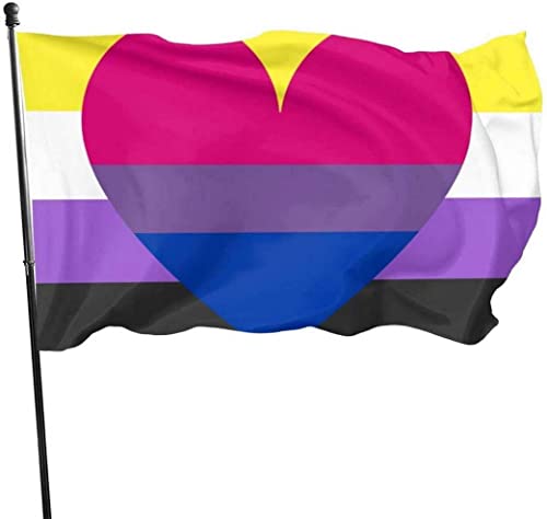 Nonbinary Non-Binary enby Genderqueer Pride Bisexual Heart Flagge 3 x 5 Ft Banner Willkommensparty Outdoor Nonbinary Non-Binary enby Genderqueer Pride Bisexual Heart Flagge 3 x 5 Ft Banner Willkommensparty Outdoor von AOOEDM