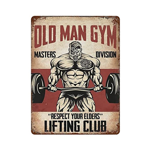 Old Man Gym Vintage Metallschild Blechschild für Zuhause, Bar, Pub, Küche, Mannhöhle, Blechschild, Wanddekoration, Poster, Wandschild von AOOEDM