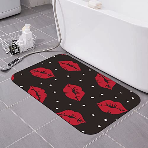 Red Lips Kieselgur-Badematte, super saugfähig, schnell trocknend, Badezimmerteppiche, Gummi-Fußmatte, Badezimmermatten, rutschfest, waschbar, WC-Vorleger, Badematten für Badezimmer, Badewanne, 40,6 x Red Lips Kieselgur-Badematte, super saugfähig, schnell trocknend, Badezimmerteppiche, Gummi-Fußmatte, Badezimmermatten, rutschfest, waschbar, WC-Vorleger, Badematten für Badezimmer, Badewanne, 40,6 x von AOOEDM