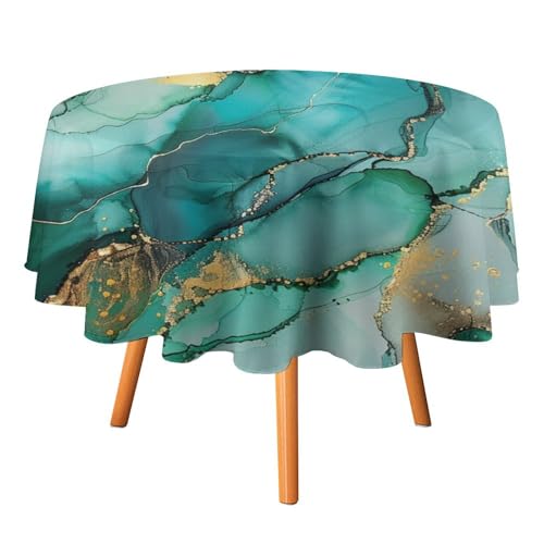 Runde Tischdecke mit abstraktem blau-goldenem Marmor, 152,4 cm, für Küchen-/Esstisch, Moderne geometrische Kunst, Marmor-Tischdecke, runde Tischdecken Runde Tischdecke mit abstraktem blau-goldenem Marmor, 152,4 cm, für Küchen-/Esstisch, Moderne geometrische Kunst, Marmor-Tischdecke, runde Tischdecken von AOOEDM
