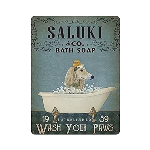 Saluki Take A Bath Wash Your Paws Vintage-Blechschild, Metallblechschilder für Man Cave, lustige Kunst, Wandschild, Küche, Bar, Pub, Café, Wanddekoration von AOOEDM