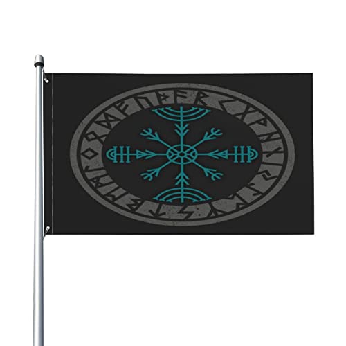 Viking Nordische Mythologie Krieger Kompass Gartenflagge Polyester Banner mit Ösen 3x5 Ft Yard Hausflagge für Garten Terrasse Rasen Hof von AOOEDM