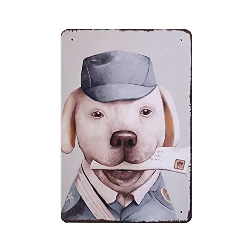 Vintage Blechschild mit niedlichem Hund, Metallblechschilder für Mannhöhle, lustige Kunst, Wandschild, Küche, Bar, Pub, Café, Wanddekoration von AOOEDM