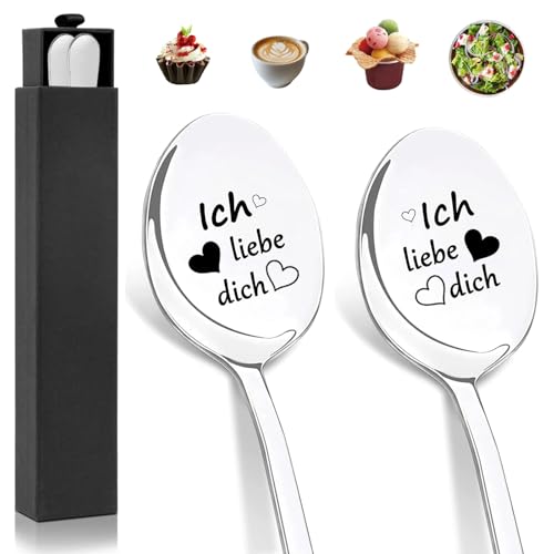 2 Stücke Kaffeelöffel mit Gravur - Ich liebe dich, Jahrestag Geschenk für Ihn und Sie, Edelstahl Hochglanzpoliert Dessertlöffel Mit Geschenkbox 2 Stücke Kaffeelöffel mit Gravur - Ich liebe dich, Jahrestag Geschenk für Ihn und Sie, Edelstahl Hochglanzpoliert Dessertlöffel Mit Geschenkbox von AOOGON