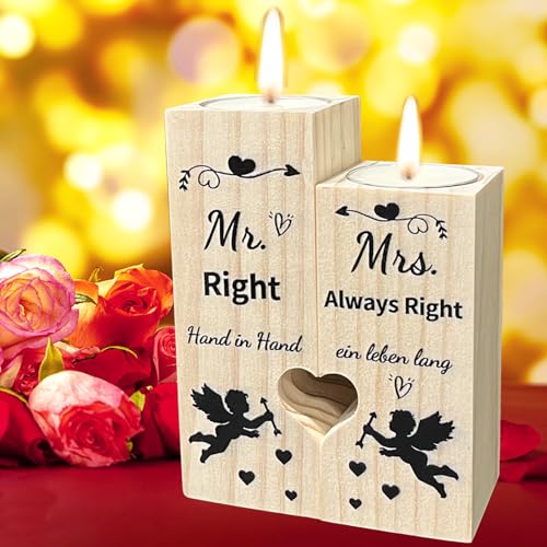 Herzförmiger Kerzenhalter, Hochzeitsgeschenke, Mr und Mrs Verlobungsgeschenk für Beide, Jahrestag Geschenk zur Hochzeit von AOOGON
