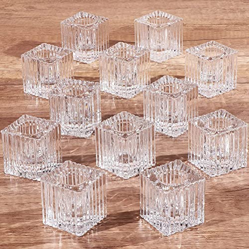 12 Stück Kerzenständer Glas, Kerzenständer Transparent Kerzenhalter Klarglas für Teelichter Kerzen Muttertag Heimat Dekoration von AOOGON