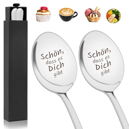 2 Stücke Kaffeelöffel mit Gravur - Schön, Dass Es Dich Gibt, Beste Freundin Geschenke, Hochglanzpoliert Dessertlöffel Mit Geschenkbox 2 Stücke Kaffeelöffel mit Gravur - Schön, Dass Es Dich Gibt, Beste Freundin Geschenke, Hochglanzpoliert Dessertlöffel Mit Geschenkbox von AOOGON