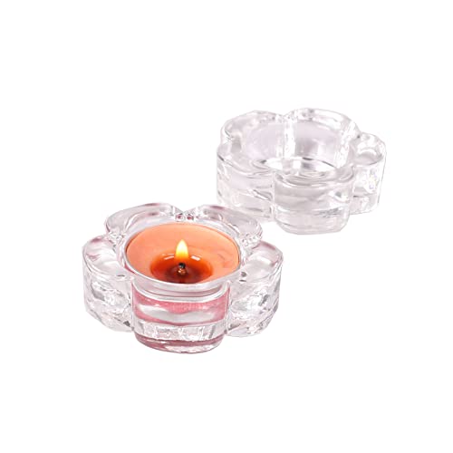Teelichtgläser Glas - Premium Qualität Teelichthalter, ideal für Teelichter, Kerzen & als Behälter für Hochzeit, Geburtstagsfeier, Heimdekoration (2pcs, Blumen) von AOOGON