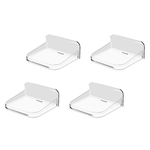 AOOOWER 4 stabile PET-Lautsprecher und Baby-Monitore, wandmontiertes Regal-Set, klar, sicherer Halt und einfache Montage von AOOOWER