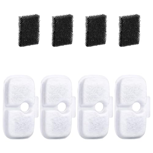 AOOOWER 4PCS Ersatzfilter Für PET Wasserbrunnen Verbesserung Filter Und Schwammersatz Ersatztier Fountain Filter Für Katzen von AOOOWER