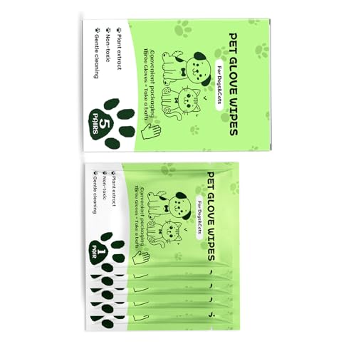 AOOOWER 5 Paar Single Verwendet Haustierpflegehandschuhe Hypoallergenik Design Reinigung Badewischtücher Seithäfen Für Hundekatzen Reisen Tragbare Haustierreinigung Handschuhe Einweg von AOOOWER