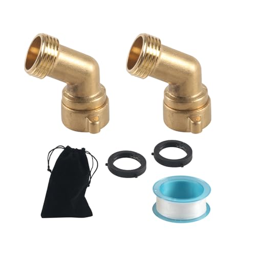 AOOOWER Gartenschläuche Winkelverbinder 45/90 Grad Massiv Messing Rohrverschraubungen für Wohnmobile Wasseransaugschläuche Adapter 3/4 Zoll von AOOOWER