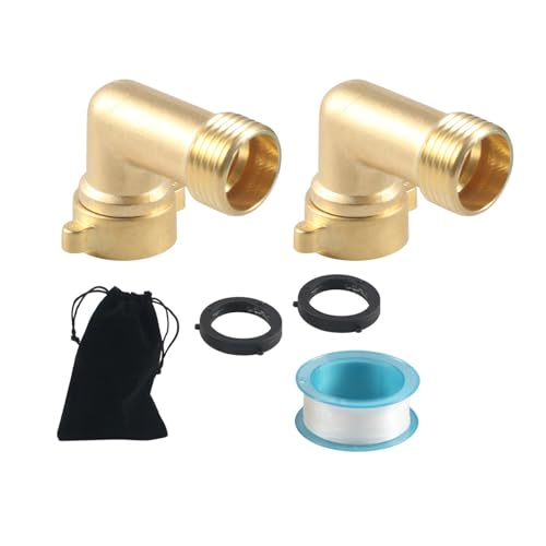 AOOOWER Gartenschläuche Winkelverbinder 45/90 Grad Massiv Messing Rohrverschraubungen für Wohnmobile Wasseransaugschläuche Adapter 3/4 Zoll von AOOOWER