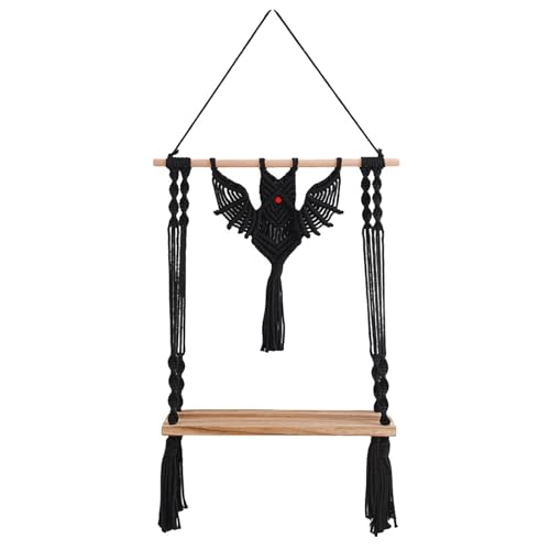 AOOOWER Handgefertigter Fledermaus-Wandteppich, Regal, kreativer Fledermaus-Wandteppich aus Baumwolle und Holz, mit Ablage für den Innenbereich von AOOOWER