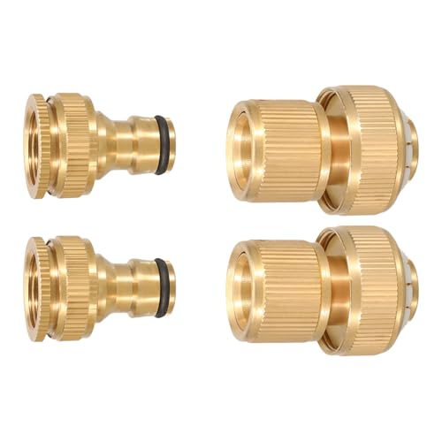 AOOOWER Messing Bewässerung Schnellanschluss Kupplungen Aufsätze für Gartenwasserschläuche Auslaufsicheres Design Heavy Duty von AOOOWER