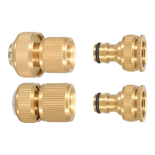AOOOWER Messing Bewässerung Schnellanschluss Kupplungen Aufsätze für Gartenwasserschläuche Auslaufsicheres Design Heavy Duty von AOOOWER