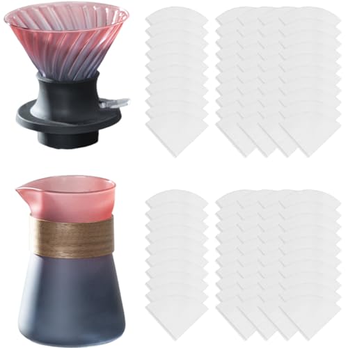 AOOOWER Professionelles Hand-Tropf-Kaffeefilter-Set mit isoliertem Holzkragen, Kaffeemaschine für Eiskaffee und Reisen von AOOOWER