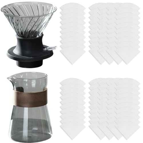 AOOOWER Professionelles Hand-Tropf-Kaffeefilter-Set mit isoliertem Holzkragen, Kaffeemaschine für Eiskaffee und Reisen von AOOOWER