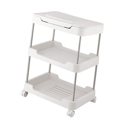 AOOOWER Rollwagen mit 3 Ebenen/4 Ebenen, mit Tischplatte und Schublade, mobiles Regal für Zuhause und Büro von AOOOWER