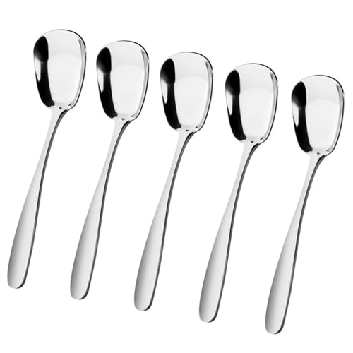 Elegante Rühr- und Servierlöffel, tragbare Edelstahllöffel mit einzigartigem quadratischem Kopf zum Kochen und Servieren von AOOOWER