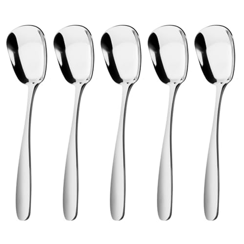 Elegante Rühr- und Servierlöffel, tragbare Edelstahllöffel mit einzigartigem quadratischem Kopf zum Kochen und Servieren von AOOOWER