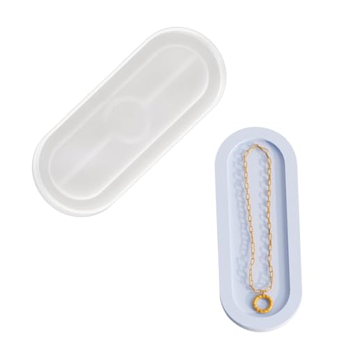 Plattenschale Silikonform Ovales Tablett Coaster Epoxidharz Schimmel DIY Handwerk Schmuckhalter Hausdekorationen Gussformen Gussformen von AOOOWER