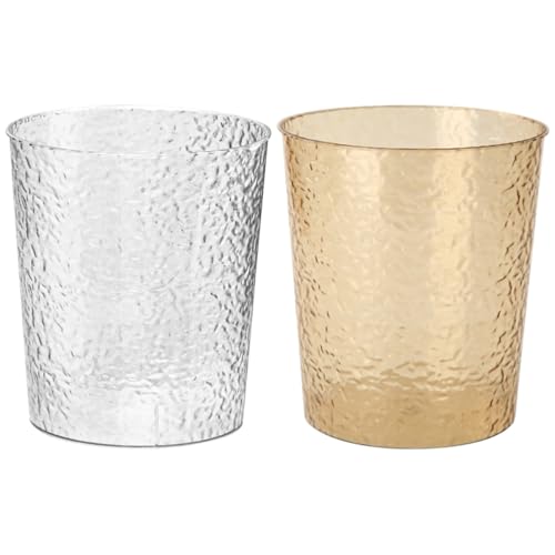 AOOPOO 2 Stück Mini Mülleimer, Papierkorb aus Kunststoff, Transparentes Wasserrippel Kleiner Abfalleimer Papiereimer, Moderner Schreibtisch Mülleimer für Büro, Kinderzimmer & Küche von AOOPOO