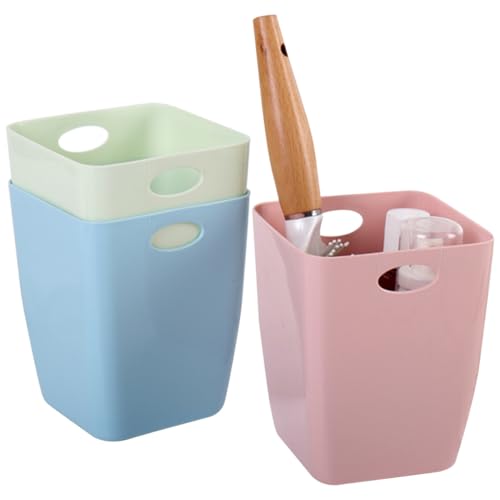 AOOPOO 3 Stück Mini Tischmülleimer, Plastik Tragbar Kleiner Abfalleimer mit Griff, Mülltonne Klein Papierkorb aus Kunststoff für Büro Küche Kinderzimmer Schlafzimmer Wohnzimmer von AOOPOO