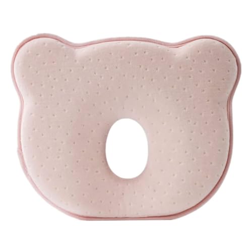 AOOPOO Baby Kopfformkissen, 3D Gedächtnisschaum Säugling Kissen, Neugeborenes Kissen, Baby Flachkopfkissen Verhindert Flachkopf Ideal für 0-12 Monate Neugeborene Kleinkind Kinderwagen Autositz (Rosa) von AOOPOO