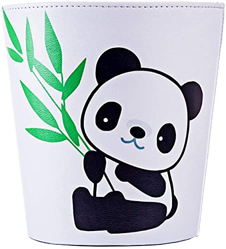 AOOPOO Papierkorb, rund, 10 Liter, aus Leder, für Kinderzimmer (Panda) von AOOPOO