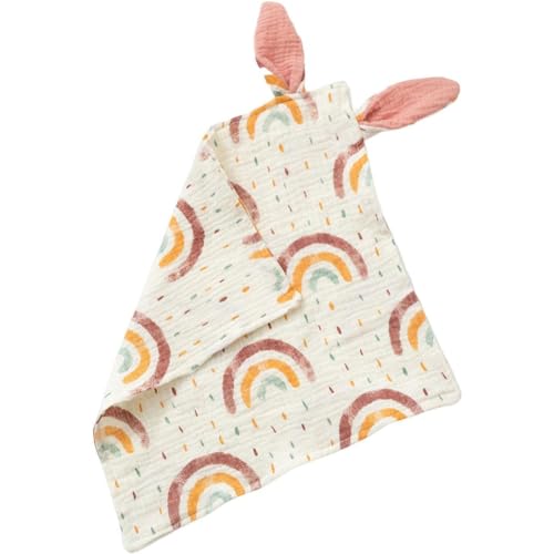 AOOPOO Schmusetuch, Kuscheltuch mit Hasenohren, Babydecke Doppellagiger Baumwolle Musselin Baby Einschlafhilfe Schnuffeltuch Trösterchen Baby Geschenk zur Geburt Junge & Mädchen von AOOPOO