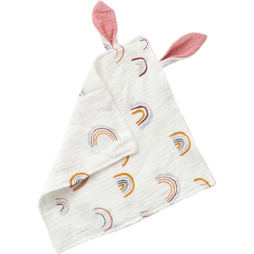 AOOPOO Schmusetuch, Kuscheltuch mit Hasenohren, Babydecke Doppellagiger Baumwolle Musselin Baby Einschlafhilfe Schnuffeltuch Trösterchen Baby Geschenk zur Geburt Junge & Mädchen von AOOPOO
