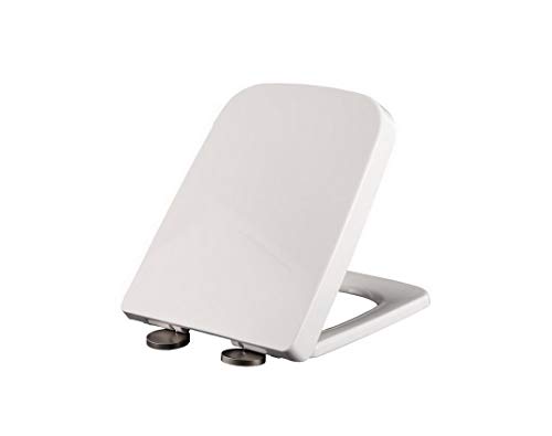 AOOPOO Toilettendeckel WC Sitz eckig mit Absenkautomatik Soft Close WC Deckel aus hochwertiges Duroplast und Edelstahl Klobrille Klodeckel abnehmbar von AOOPOO