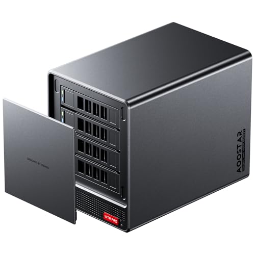 AOOSTAR WTR PRO Intel N100 4-Bay NAS-Mini-PC, 16G RAM 512G SSD, 2* M.2 NVMe-Steckplätze, 2,5/3,5 SATAx 4-Speicher (bis zu 4 x 22 TB), Mini Desktop Computer 4K HDMI/Type-C/DP/USB3.2/WiFi 6/BT5.2 von AOOSTAR