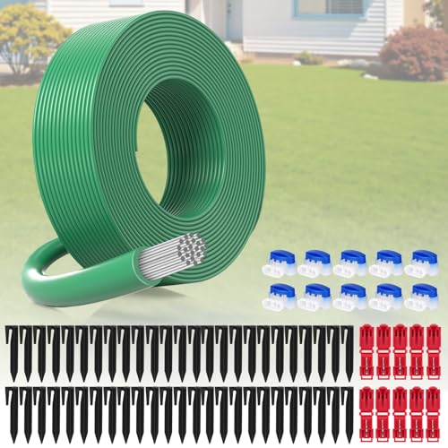 AOOSU 50m Begrenzungskabel Mähroboter Kabel + 50 Erdnägel + 10 Kabelverbinder + 10 Anschlussklemmen, Rasenmäher Kabel Zubehör Set für Alle Rasenroboter Rasenmähroboter - Ø2.7mm von AOOSU