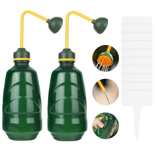AOOSU Gießkanne Kleine Giesskanne für Keimlinge, 2 Stück Klein Gießbrause Ballbrause 450ml, Softsprüher Schonende mit 10 Gartenetiketten, Gießball Brause für Sämlinge, Samen und Empfindliche Pflanzen von AOOSU