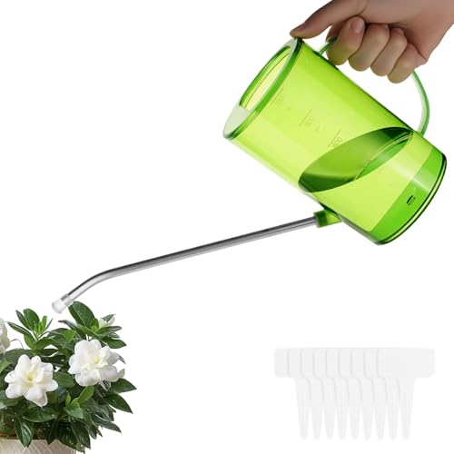 AOOSU Gießkanne Zimmerpflanzen, 1L Gießkanne Klein Pflanzengießkanne mit Langem Auslauf, Gartengießkanne mit 10 Pflanzenschilder, Blumengießkanne für Zimmerpflanzen Sukkulenten Bonsai Blumen (Grün) von AOOSU