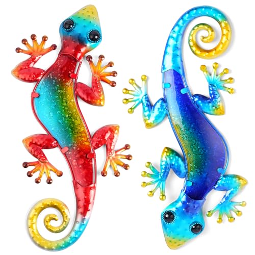 AOOSU Metall Gecko Wanddekoration, 2 Stück Eidechse Kunst Wand, Eidechse Kunst-Ornament, Eidechse Kunstharz, Eidechse Metall-Wandkunst für Garten, Veranda, Terrasse, Rasen, Zaun, Wand AOOSU Metall Gecko Wanddekoration, 2 Stück Eidechse Kunst Wand, Eidechse Kunst-Ornament, Eidechse Kunstharz, Eidechse Metall-Wandkunst für Garten, Veranda, Terrasse, Rasen, Zaun, Wand von AOOSU
