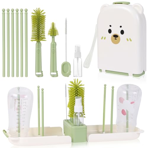 AOOTE Reise Baby Flaschenbürste Set, Flaschenbürste Baby Silikonbürste Babyflasche mit Silikon Babyflaschenbürste, Saugerbürste, Strohbürste, Seifenspender, Aufbewahrungsbox AOOTE Reise Baby Flaschenbürste Set, Flaschenbürste Baby Silikonbürste Babyflasche mit Silikon Babyflaschenbürste, Saugerbürste, Strohbürste, Seifenspender, Aufbewahrungsbox von AOOTE