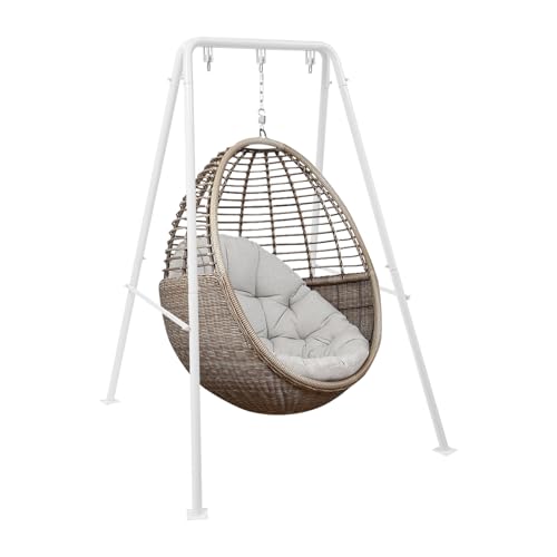 AOOUNGM Schaukelgestell Hängesessel-Ständer mit Gestel, Schaukelgerüst mit Dreieck Sockel, Hängesessel Ständer aus Metall bis 150 kg, Schaukelgestell für Nestschaukel, Hängebank (Weiß) von AOOUNGM