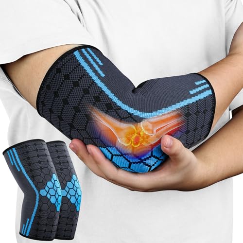 AOOWU 2 Stücke Ellenbogenbandage, Tennisarm bandage für Damen Herren, Kompression Ellenbogen Bandage für Arthritis, Sehnenentzündung, Ellenbogenschoner für Sport, Golferarm, Tennisarm Armbandage (M) von AOOWU