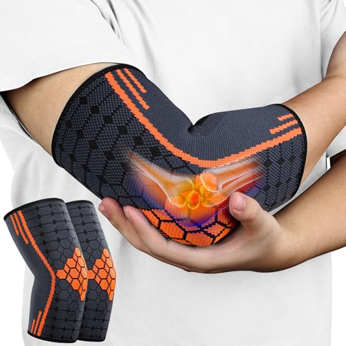 AOOWU 2 Stücke Ellenbogenbandage, Tennisarm bandage für Damen Herren, Kompression Ellenbogen Bandage für Arthritis, Sehnenentzündung, Ellenbogenschoner für Sport, Golferarm, Tennisarm Armbandage (M) von AOOWU