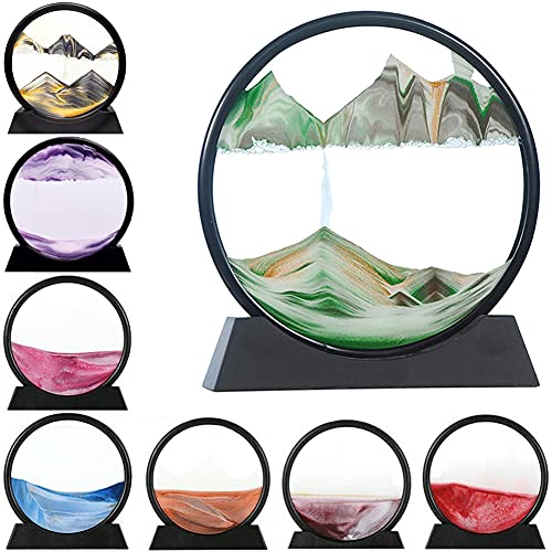 MUGUOY Fließende Sandmalerei, Dynamisches Sandbild, 3d Tiefsee Sandbild in Bewegung Display Fließender Sand Rahmen, Bewegtes Sandbild, Entspannende Desktop Home Office Work Decor (Grün, 7 Zoll) von AOPNN