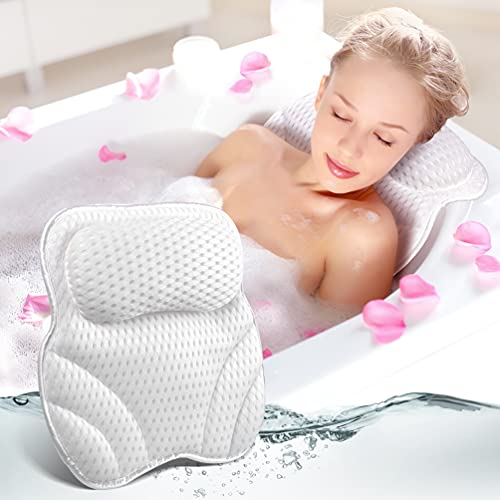 AOPOW Badewannenkissen rutschfest Badewanne Kissen mit 6 Saugnäpfen - Badekissen mit 4D Air Mesh Technologie Bath Pillow Set für Whirlpool Spa Massage Wellness Entspannung Zubehör (37 x 36 cm) von AOPOW