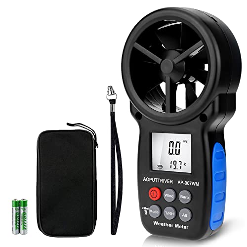 【6 IN 1】Digitaler Anemometer, handlicher Windmessgerät,Windmesser Kit with Tripod,Rücklicht Thermometerfür Windgeschwindigkeitsmesser Lufttemperatur(AP-007WM). von AOPUTTRIVER
