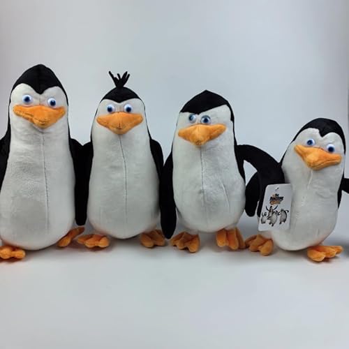 AOQILN Madagaskar Pinguine Plüschtier Niedliche Madagaskar Pinguine Plüschtier Puppenzimmer Dekor für Kinder Geburtstagsgeschenk 20-28cm 4 Stück von AOQILN