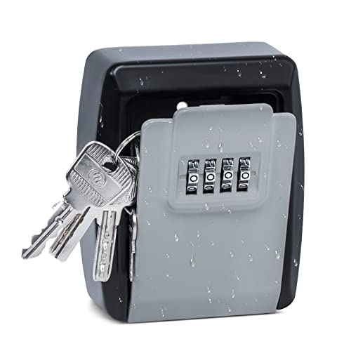 AORAEM Schlüsseltresor-Codeschloss schlüsselbox aussen schlüsselkasten mit zahlencode mit 4-stelligem lockbox schlüsseltresor außen ür den Innen-Außenbereich (Silber) von AORAEM