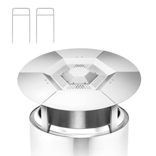 Wärmeabweiser für Soloofen, Lagerfeuer, 49,5 cm, 304 Edelstahl, Wärmeverteiler-Zubehör für Feuerstelle, fängt Wärme ein und leitet Wärme um, abnehmbare Brennerabdeckung, Zubehör mit Griff und Wärmeabweiser für Soloofen, Lagerfeuer, 49,5 cm, 304 Edelstahl, Wärmeverteiler-Zubehör für Feuerstelle, fängt Wärme ein und leitet Wärme um, abnehmbare Brennerabdeckung, Zubehör mit Griff und von AOREWTGGH